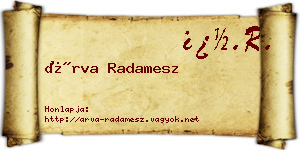 Árva Radamesz névjegykártya